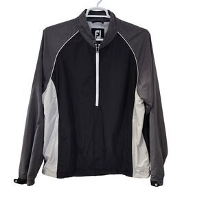 FootJoy Golf Pullover Windbreaker Mens XL Black Grey 1/2 Zip Jacket